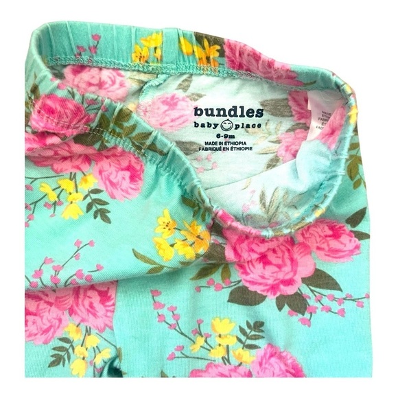Bundles baby Place pull-on Floral Print Leggings elastic waist blue Girl 6-9 Mo - Picture 3 of 9